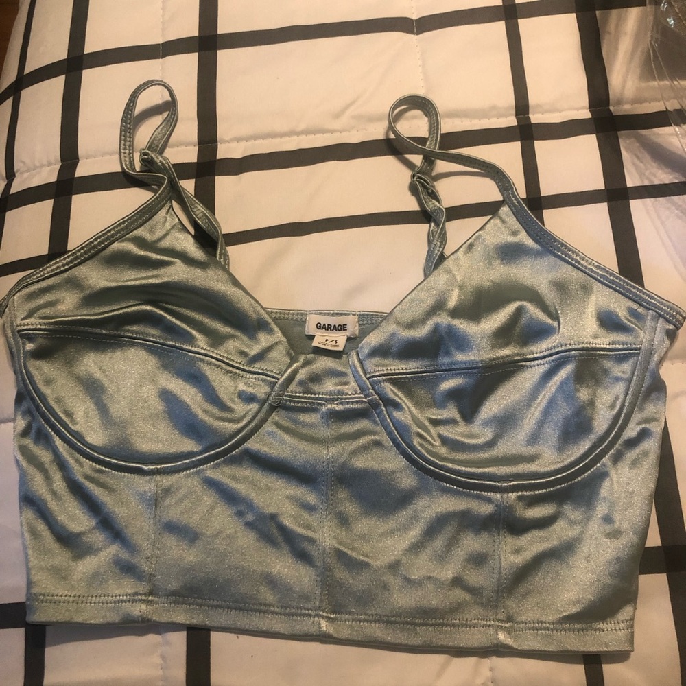 Garage blue satin top🦋